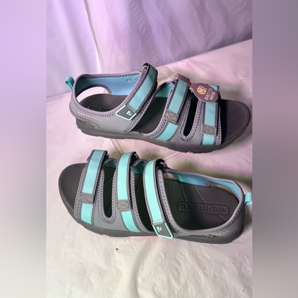 Merrell Women's Teal and Gray Strappy Outdoor Sandals - Picture 2 of 11